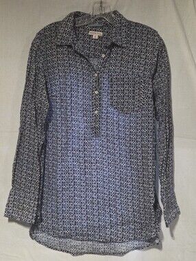 Merona Navy & White Geometric Button-Front Shirt